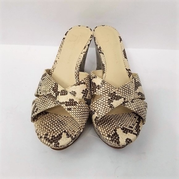 J Litvack Snake Skin Open Toe Wedge Sandals - Picture 2 of 6